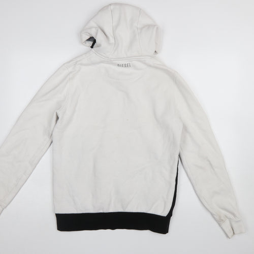 Diesel Men's White Colour Block Hoodie Size S Pullover Fleece