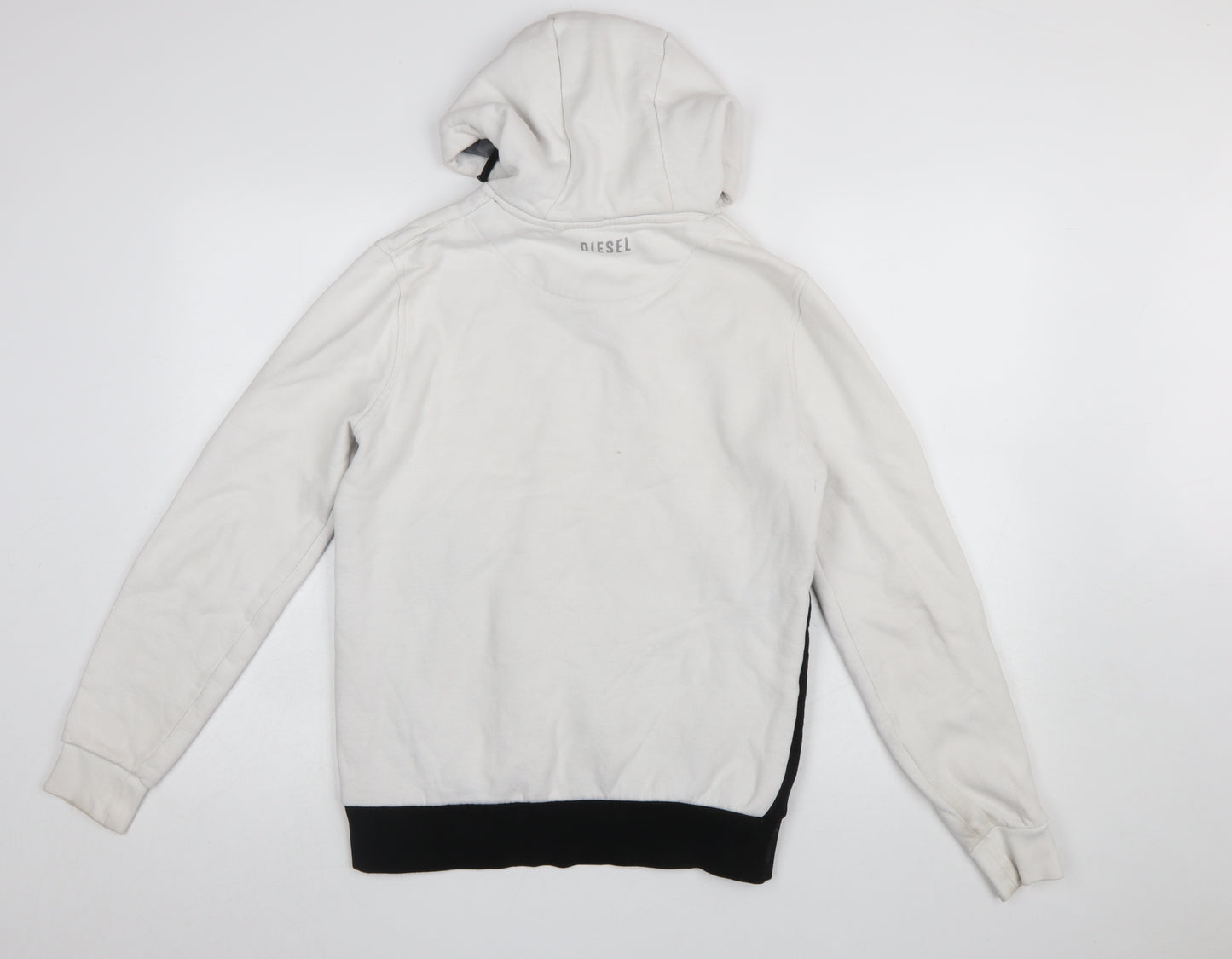 Diesel Men's White Colour Block Hoodie Size S Pullover Fleece