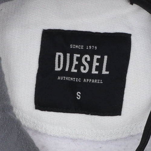 Diesel Men's White Colour Block Hoodie Size S Pullover Fleece
