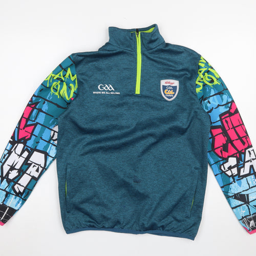 Masita Boys Blue 1/4 Zip Sports Sweatshirt 5 Years Colourful Logo Design