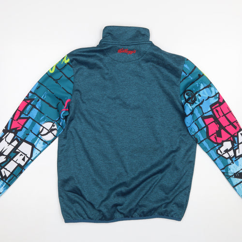 Masita Boys Blue 1/4 Zip Sports Sweatshirt 5 Years Colourful Logo Design
