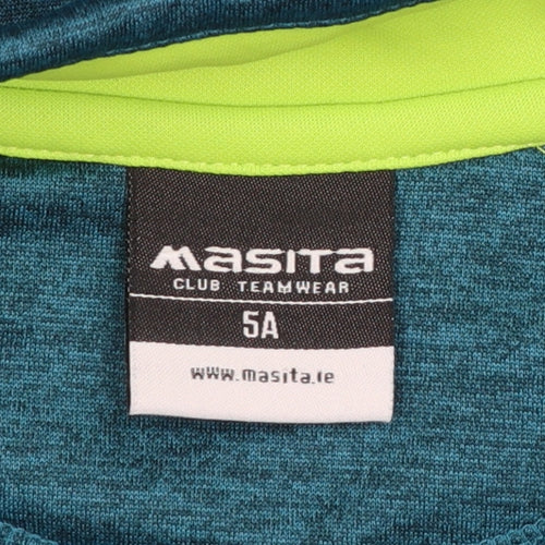 Masita Boys Blue 1/4 Zip Sports Sweatshirt 5 Years Colourful Logo Design