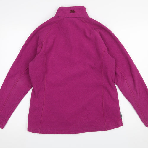 Trespass Women’s Pink Fleece Pullover Sweatshirt L Zip Pockets Warm Outdoor