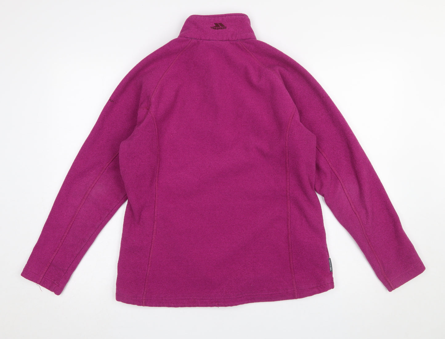 Trespass Women’s Pink Fleece Pullover Sweatshirt L Zip Pockets Warm Outdoor