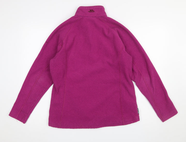 Trespass Women’s Pink Fleece Pullover Sweatshirt L Zip Pockets Warm Outdoor