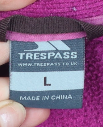 Trespass Women’s Pink Fleece Pullover Sweatshirt L Zip Pockets Warm Outdoor