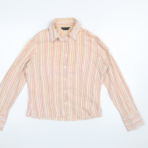 A|Wear Women's Multicoloured Striped Cotton Blend Button-Up Shirt Size 12