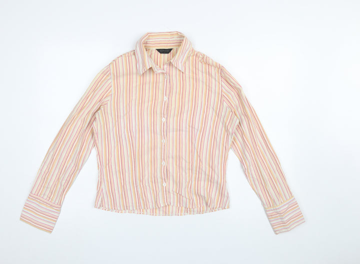 A|Wear Women's Multicoloured Striped Cotton Blend Button-Up Shirt Size 12