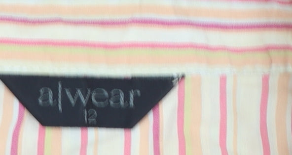 A|Wear Women's Multicoloured Striped Cotton Blend Button-Up Shirt Size 12
