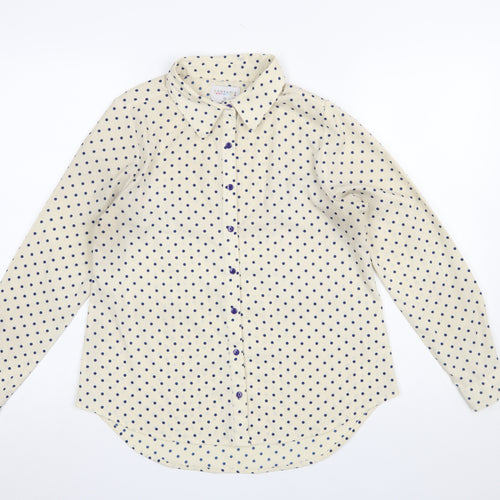 Compañia Fantastica Women's Ivory Polka Dot Button-Up Shirt Size S