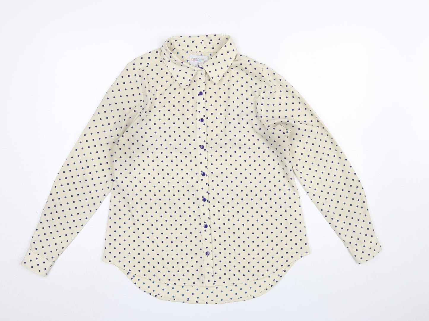 Compañia Fantastica Women's Ivory Polka Dot Button-Up Shirt Size S