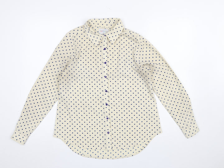 Compañia Fantastica Women's Ivory Polka Dot Button-Up Shirt Size S