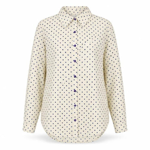 Compañia Fantastica Women's Ivory Polka Dot Button-Up Shirt Size S