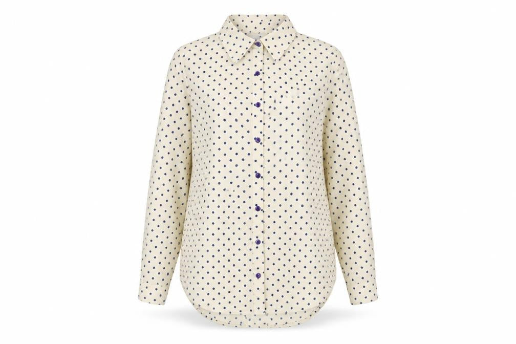 Compañia Fantastica Women's Ivory Polka Dot Button-Up Shirt Size S