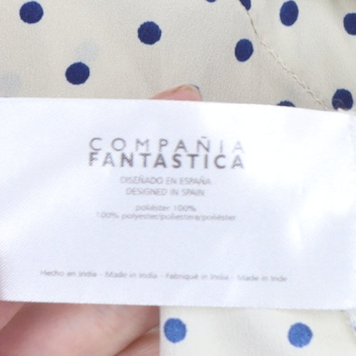 Compañia Fantastica Women's Ivory Polka Dot Button-Up Shirt Size S