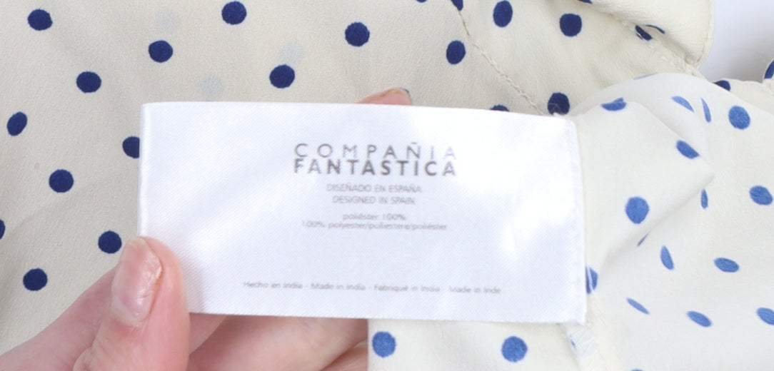 Compañia Fantastica Women's Ivory Polka Dot Button-Up Shirt Size S