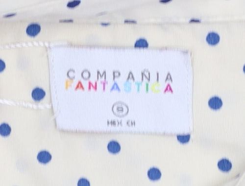 Compañia Fantastica Women's Ivory Polka Dot Button-Up Shirt Size S