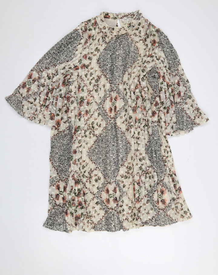 River Island Women’s Multicoloured Floral Pleated Shift Dress Size 8