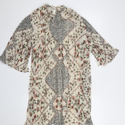 River Island Women’s Multicoloured Floral Pleated Shift Dress Size 8