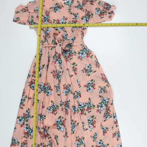 Masta Women Pink Floral Cold Shoulder Midi A-Line Dress S