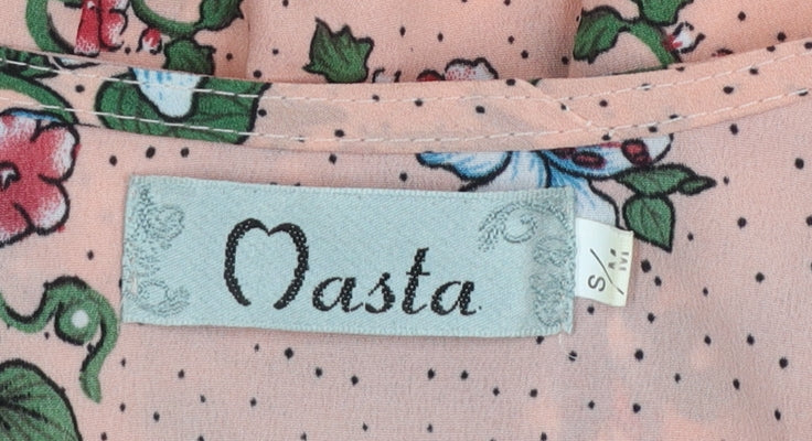 Masta Women Pink Floral Cold Shoulder Midi A-Line Dress S