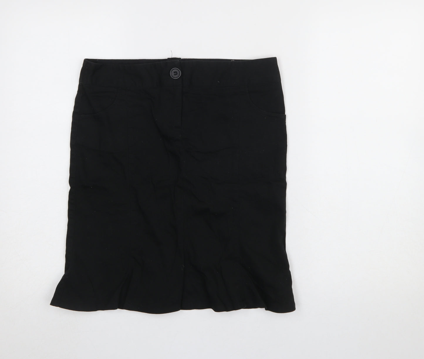 Topshop Women Black Size 10 Cotton Stretch Pencil Skirt