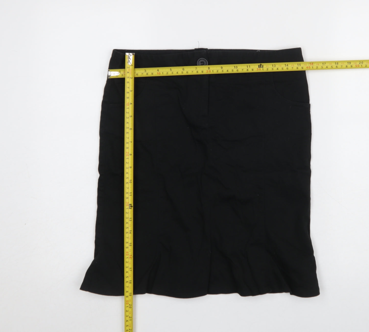 Topshop Women Black Size 10 Cotton Stretch Pencil Skirt