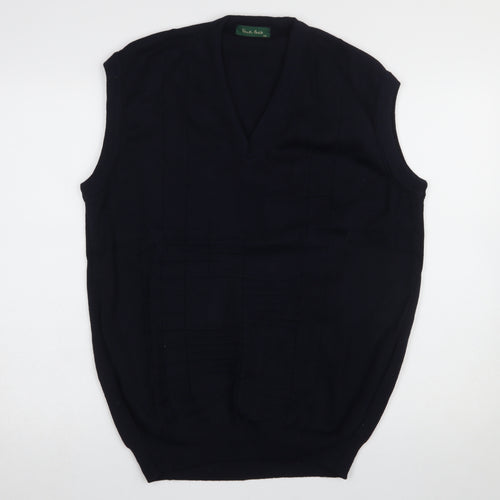 Deer Park Men's Black 2XL V-Neck Knit Wool Acrylic Sleeveless Vest