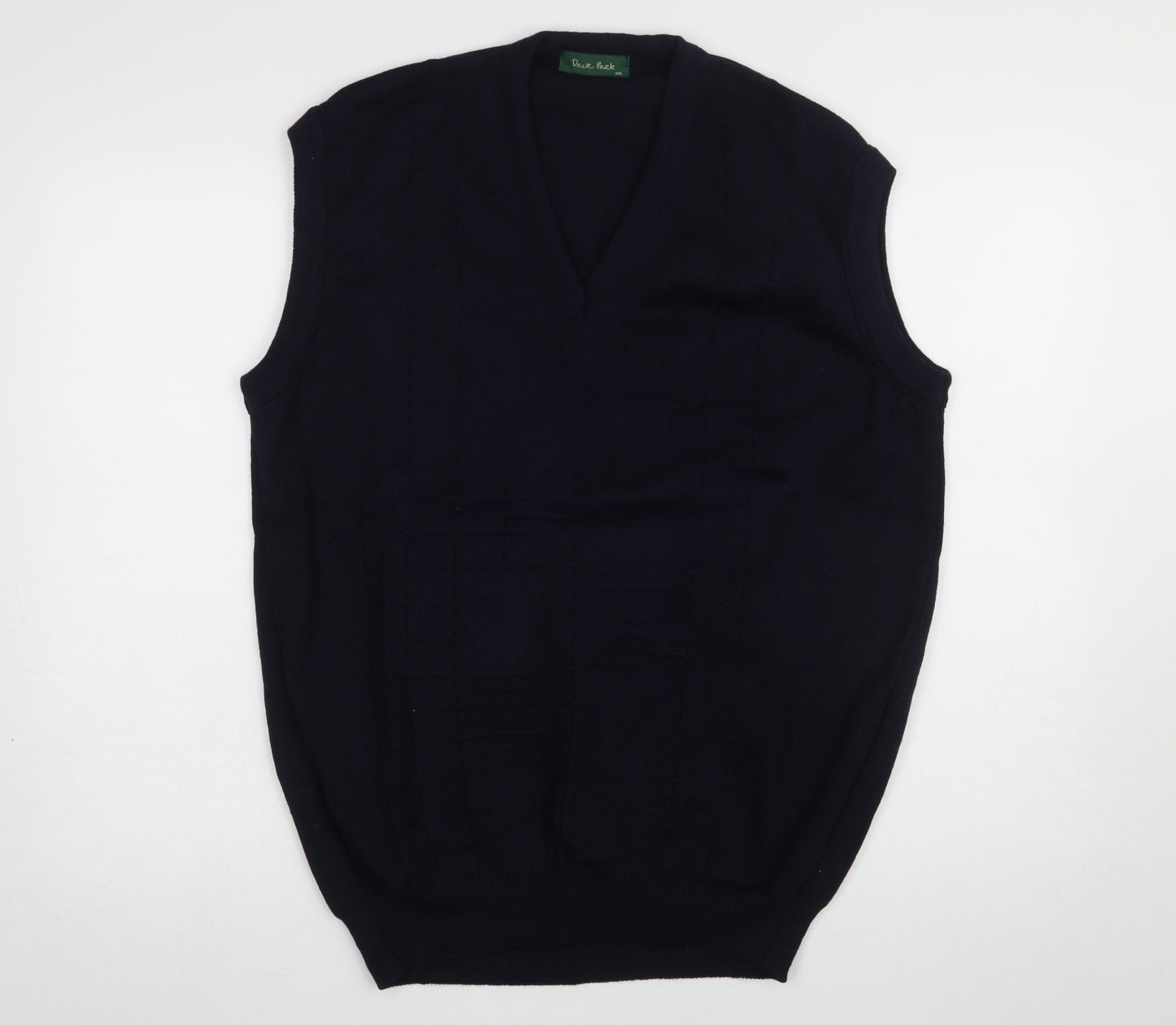 Deer Park Men's Black 2XL V-Neck Knit Wool Acrylic Sleeveless Vest