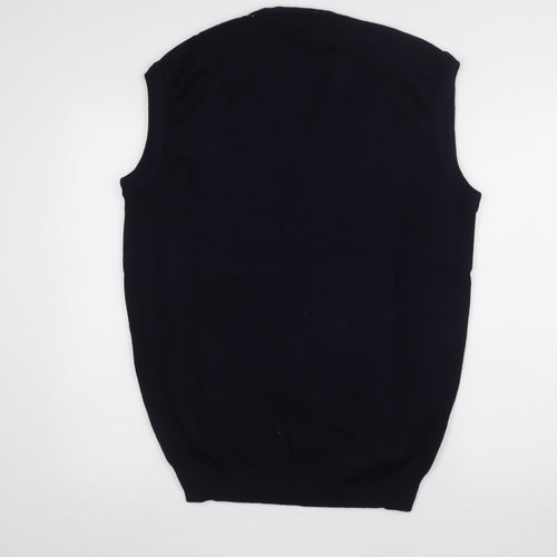 Deer Park Men's Black 2XL V-Neck Knit Wool Acrylic Sleeveless Vest