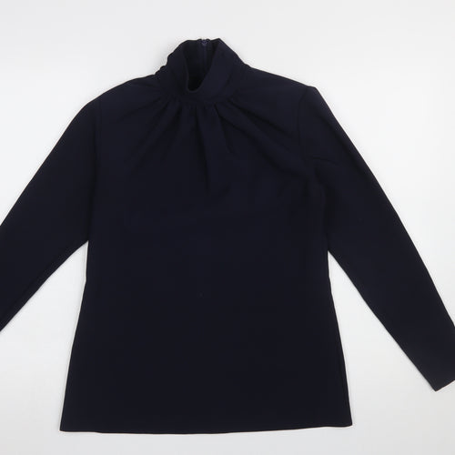 Closet London Women's Blue High Neck Long Sleeve Tunic Blouse Size 8