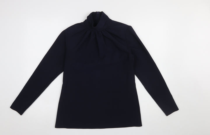 Closet London Women's Blue High Neck Long Sleeve Tunic Blouse Size 8