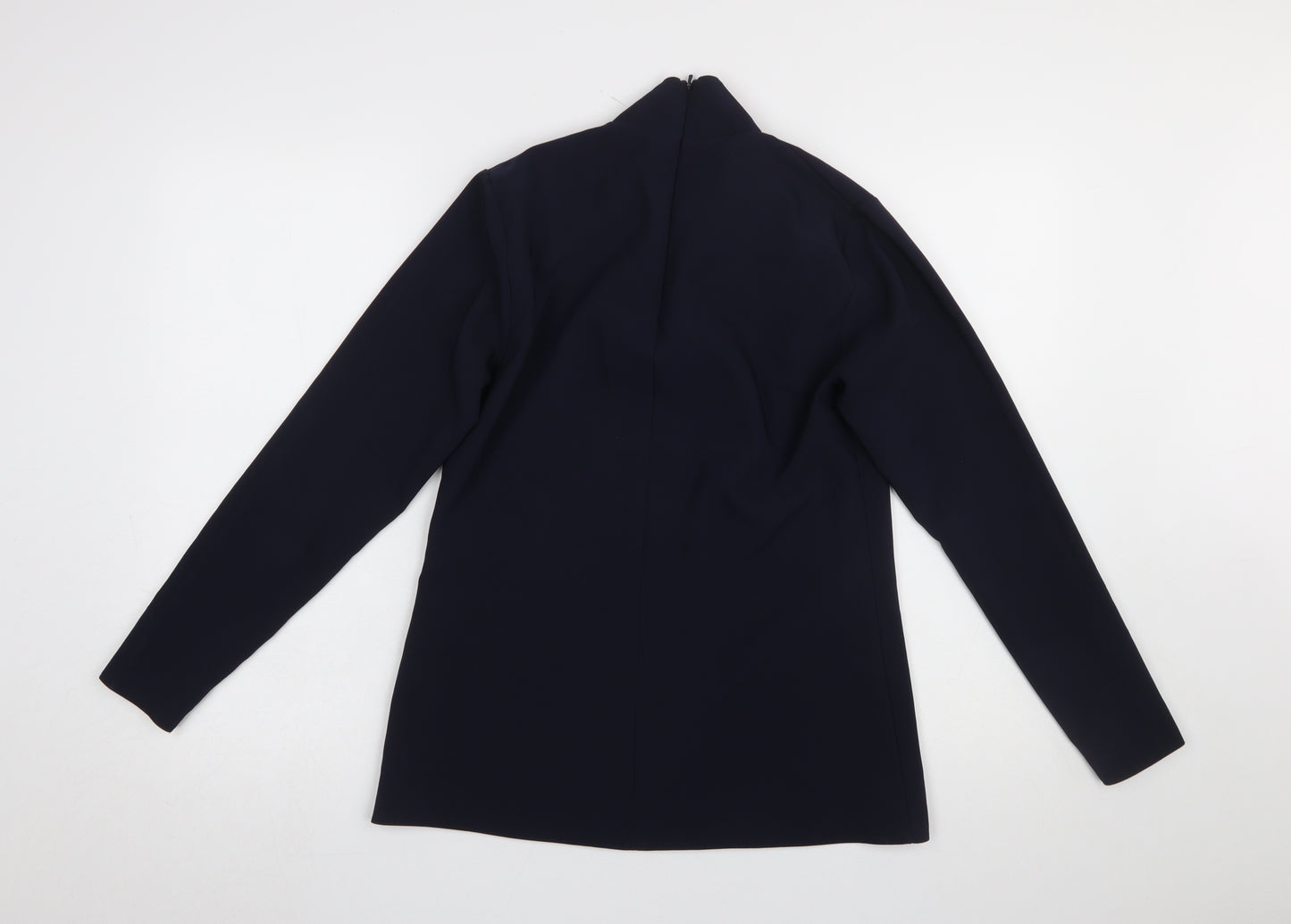 Closet London Women's Blue High Neck Long Sleeve Tunic Blouse Size 8