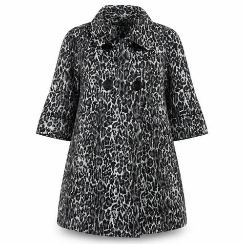 Atmosphere Women's Black Animal Print Cotton Trench Coat Size 10