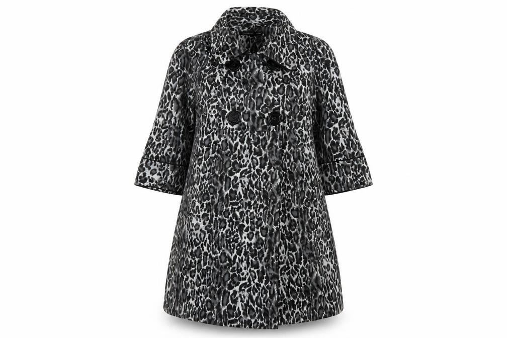 Atmosphere Women's Black Animal Print Cotton Trench Coat Size 10