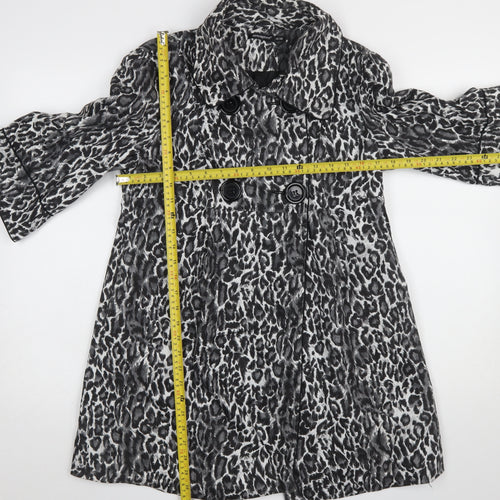 Atmosphere Women's Black Animal Print Cotton Trench Coat Size 10