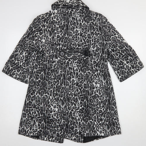 Atmosphere Women's Black Animal Print Cotton Trench Coat Size 10