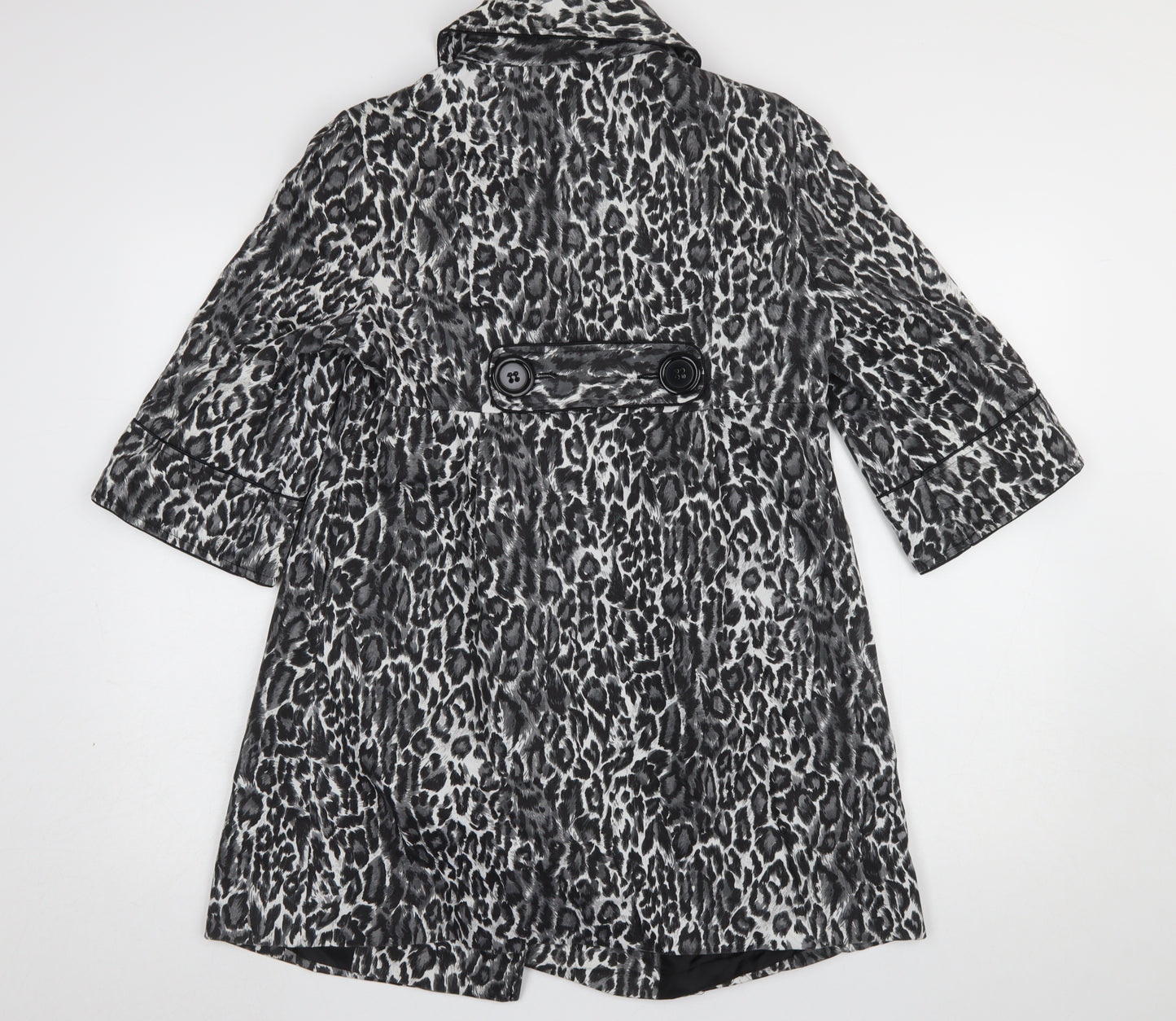 Atmosphere Women's Black Animal Print Cotton Trench Coat Size 10