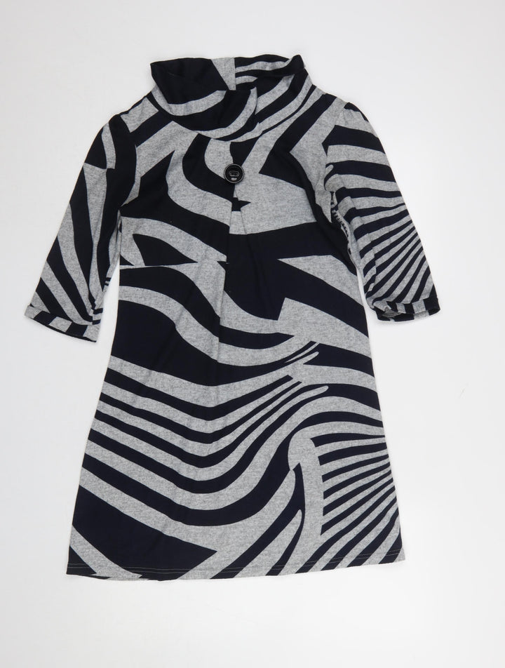 Stella Morgan Women’s Black Grey Geometric Shift Dress Size 8