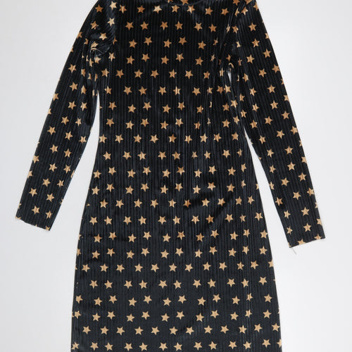 Glamorous Women's Black Star Velvet Shift Dress Size S