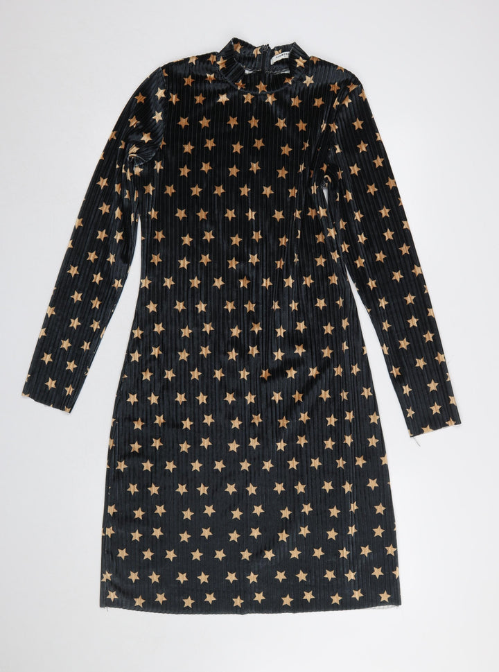 Glamorous Women's Black Star Velvet Shift Dress Size S