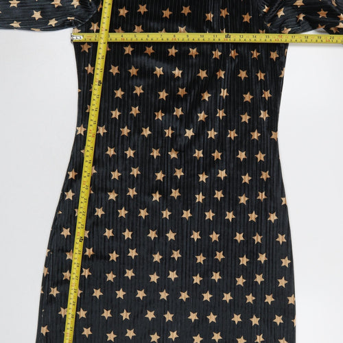 Glamorous Women's Black Star Velvet Shift Dress Size S
