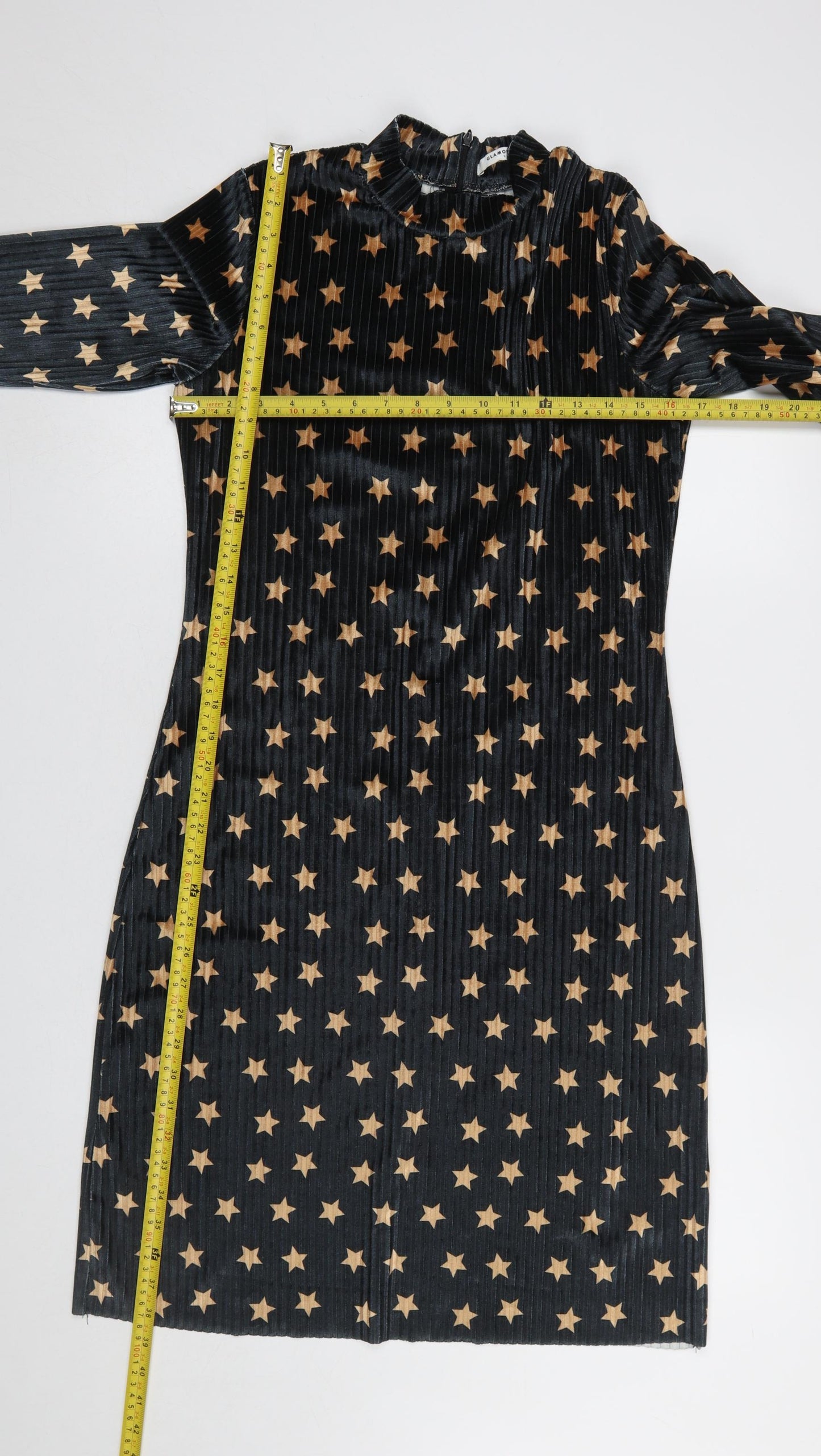 Glamorous Women's Black Star Velvet Shift Dress Size S