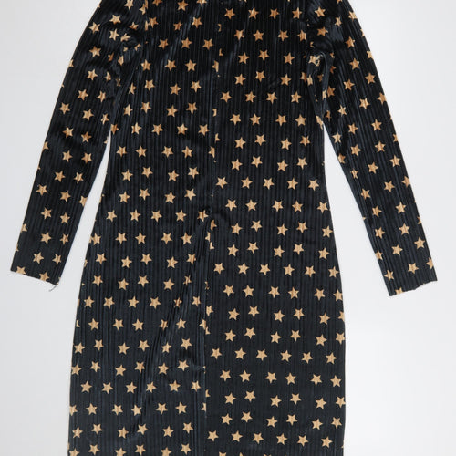 Glamorous Women's Black Star Velvet Shift Dress Size S