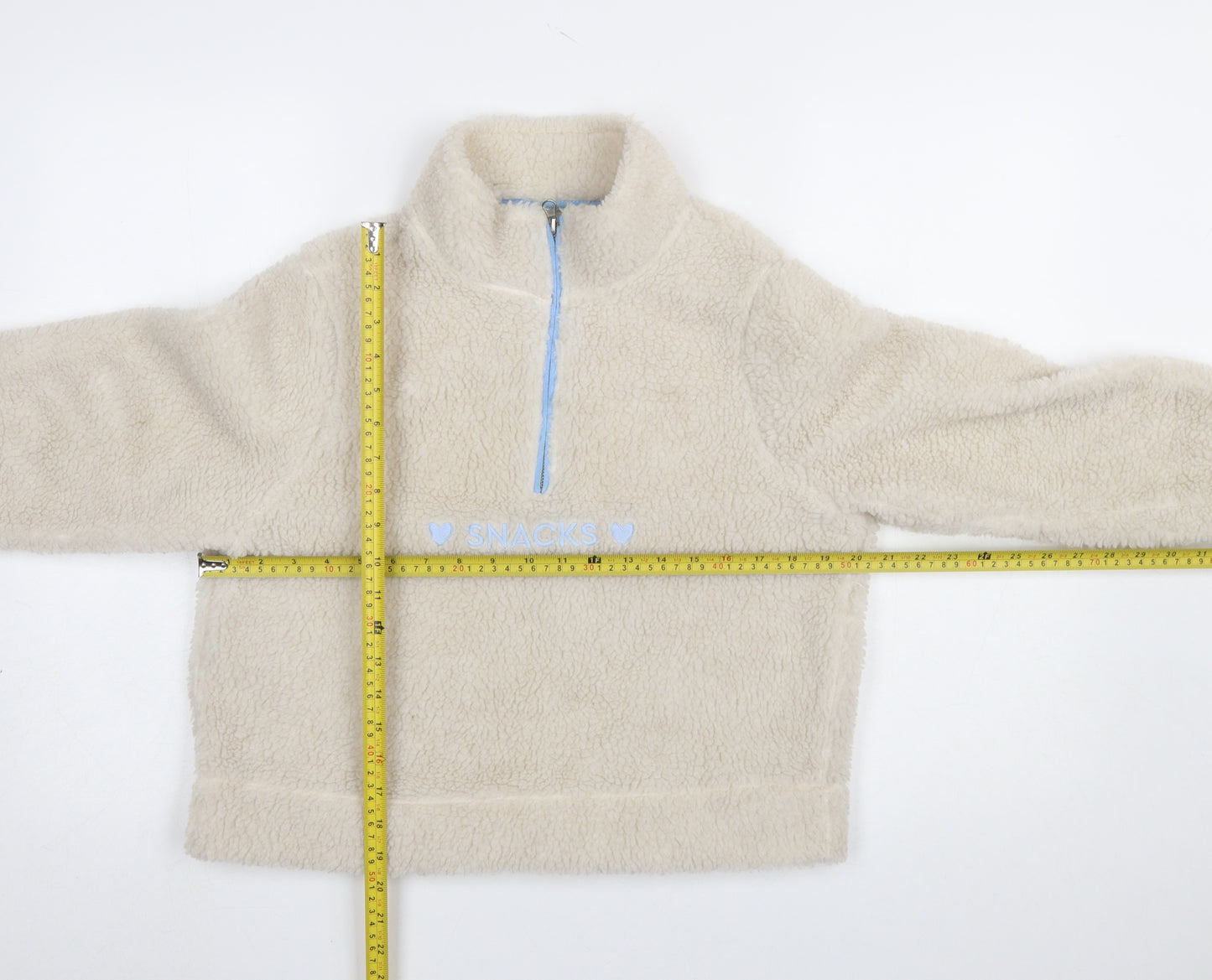 Skinnydip London Women Beige 1/4 Zip Fleece Pullover Sweatshirt Size 10