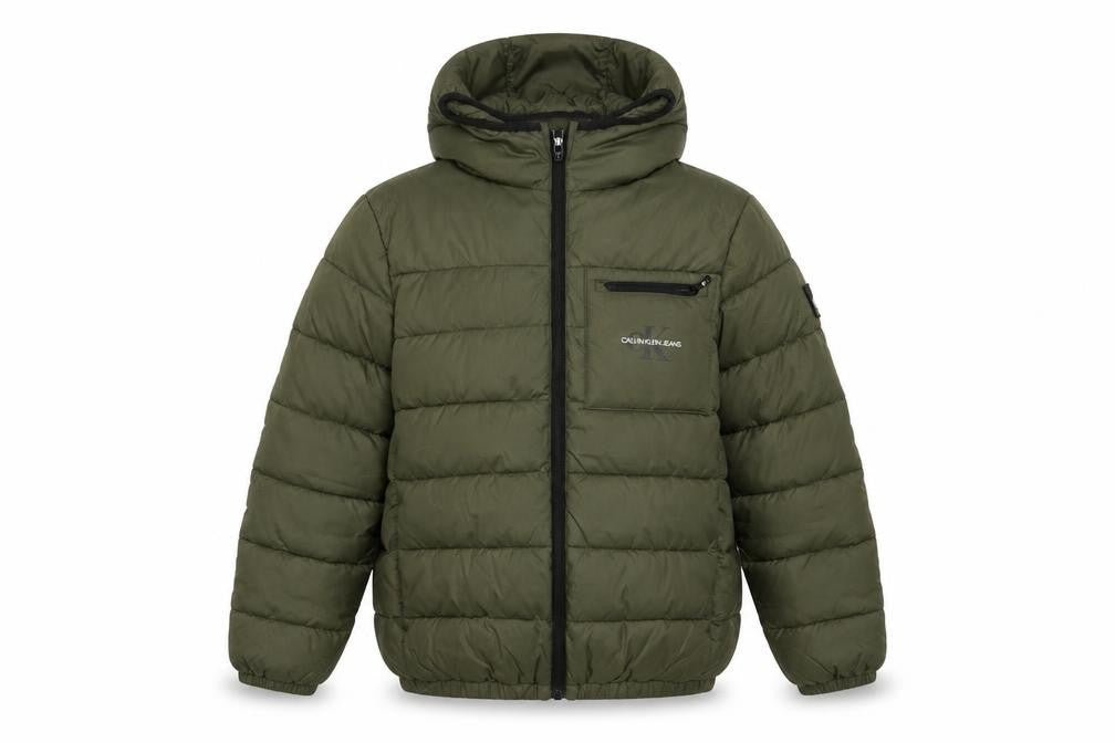 Calvin Klein Jeans Women Green Size 12 Hooded Puffer Jacket