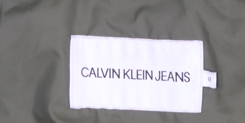 Calvin Klein Jeans Women Green Size 12 Hooded Puffer Jacket