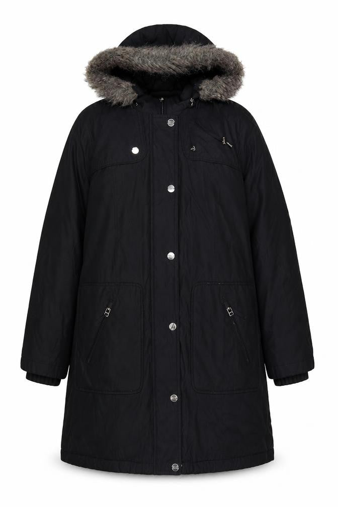 Marks and Spencer Per Una Stormwear Black Hooded Parka Coat Women's Medium