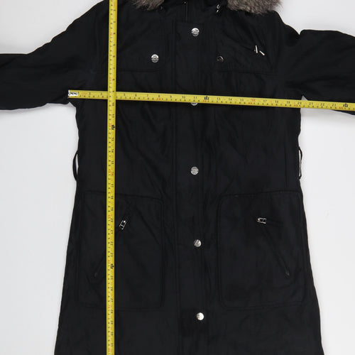 Marks and Spencer Per Una Stormwear Black Hooded Parka Coat Women's Medium