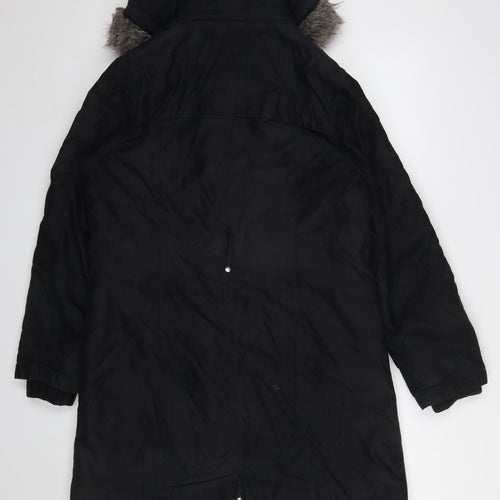Marks and Spencer Per Una Stormwear Black Hooded Parka Coat Women's Medium